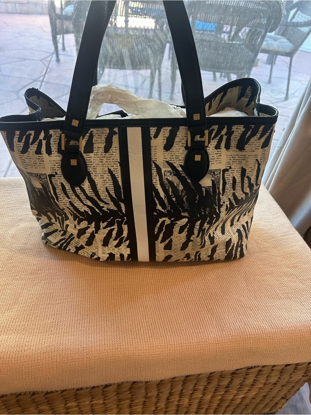 LAMB Black & White Zebra Print Tote Bag - Picture 7 of 14